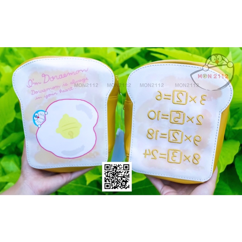 Túi ví Doraemon Doremon bánh mì trí nhớ size 16x18x8cm