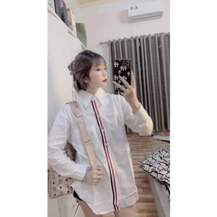 Sơ Mi Phối Kẻ 2 Vạch Đen Đỏ Thần Thánh Có Túi Unisex