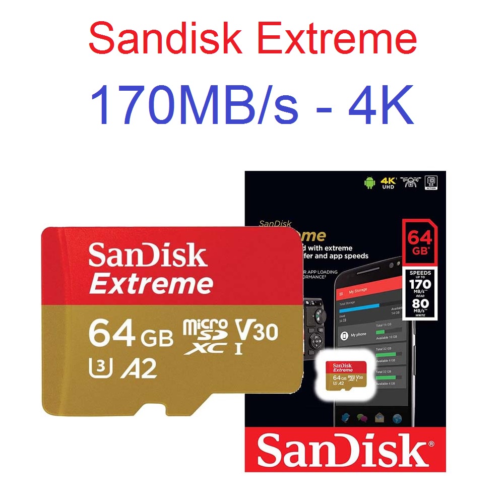 Thẻ Nhớ MicroSD 64GB SanDisk Extreme V30 A2 170MB/s