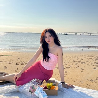 REMOLACHA | Pinky Nikko Set -set áo chân váy dài màu hường hường