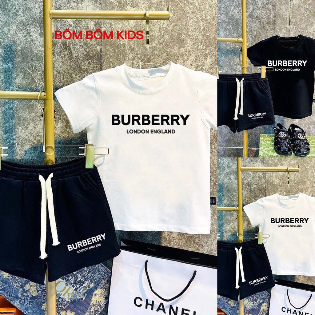 Bộ quần áo BURBERRY hai màu Trắng- Đen mới nhất năm 2023 cho bé trai (10-43kg) SHOP BÔM BÔM KIDS