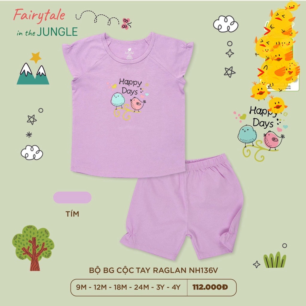 Bộ Cộc tay cotton Raglan Bé Gái Lullaby 2023  NH136V