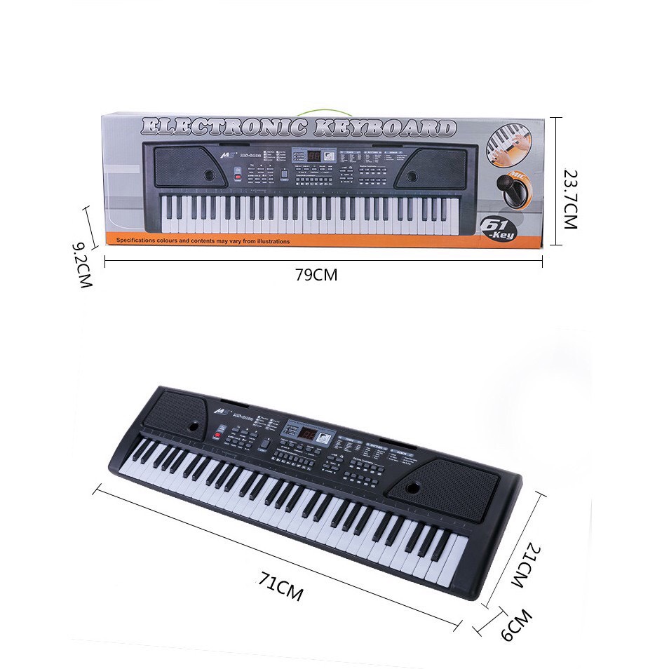 Đàn Piano - Đàn Organ Điện Tử 61 Phím Cao Cấp Kèm Mic và Sạc Dành Cho Bé, Người Lớn Mới Tập Đàn