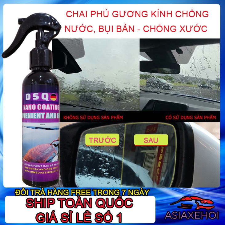Chai Xịt Phủ Nano Kính Ô Tô Chống Nước - Ceramic Wax Phủ Bóng Xe - Giúp Sơn Xe Bóng Đẹp - Chống hấp hơi kính xe,kínhcận