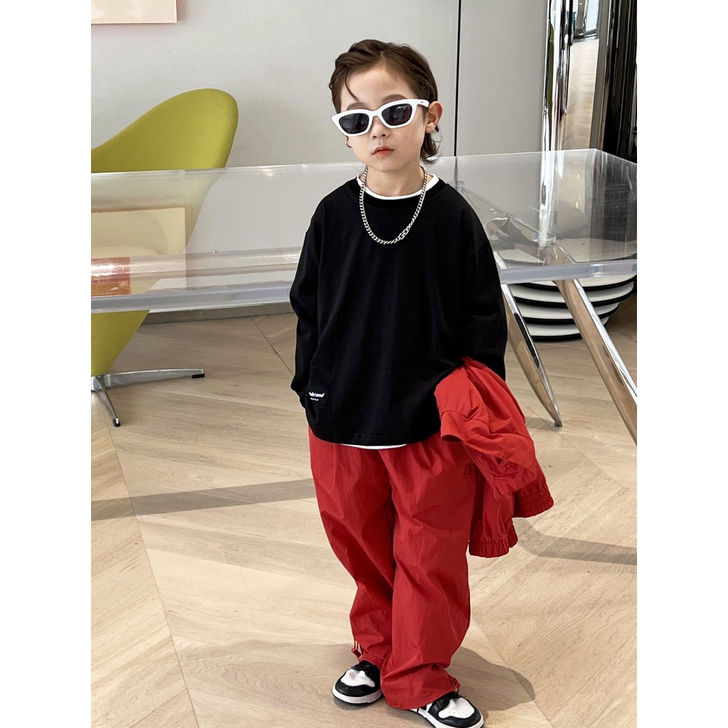 Áo thun dài tay bé trai chữ lưng A260 size 90-140, quần áo trẻ em quảng châu cao cấp