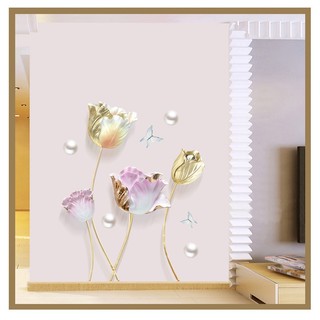 Decal dán tường HOA TÍM CÁNH MỎNG 3D SIÊU HOT 01