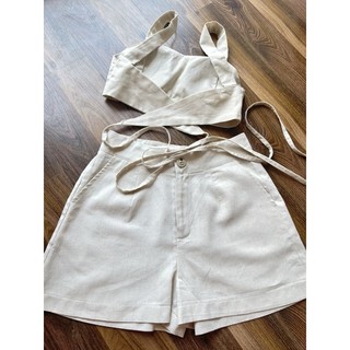 Set hai dây linen có cúp ngực