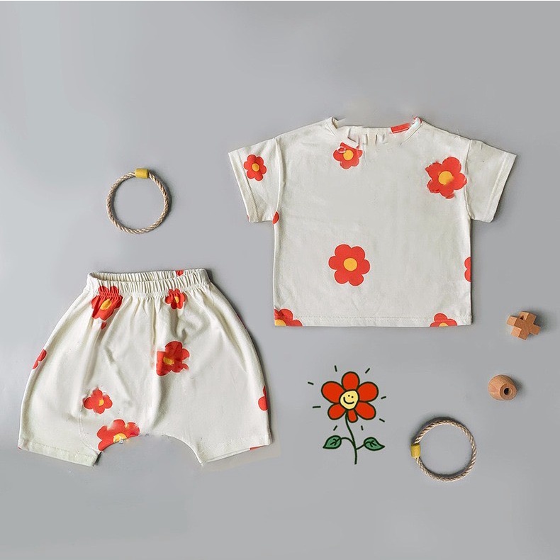 Bộ Quần Áo Cộc Tay Trẻ Em Cho Bé Trai Và Bé Gái Hình Hoa Quả Heri Kids