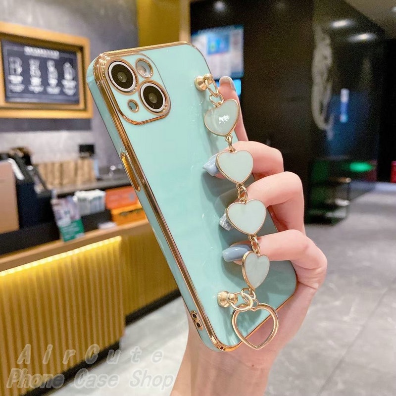 Ốp lưng Samsung J7 Pro Prime J6 J6+ J4 J4+ Plus A7 2018 SamsungJ7 SamsungJ6 SamsungJ4 SamsungA7 Electroplating Protect Camera Love Bracelet Soft Case