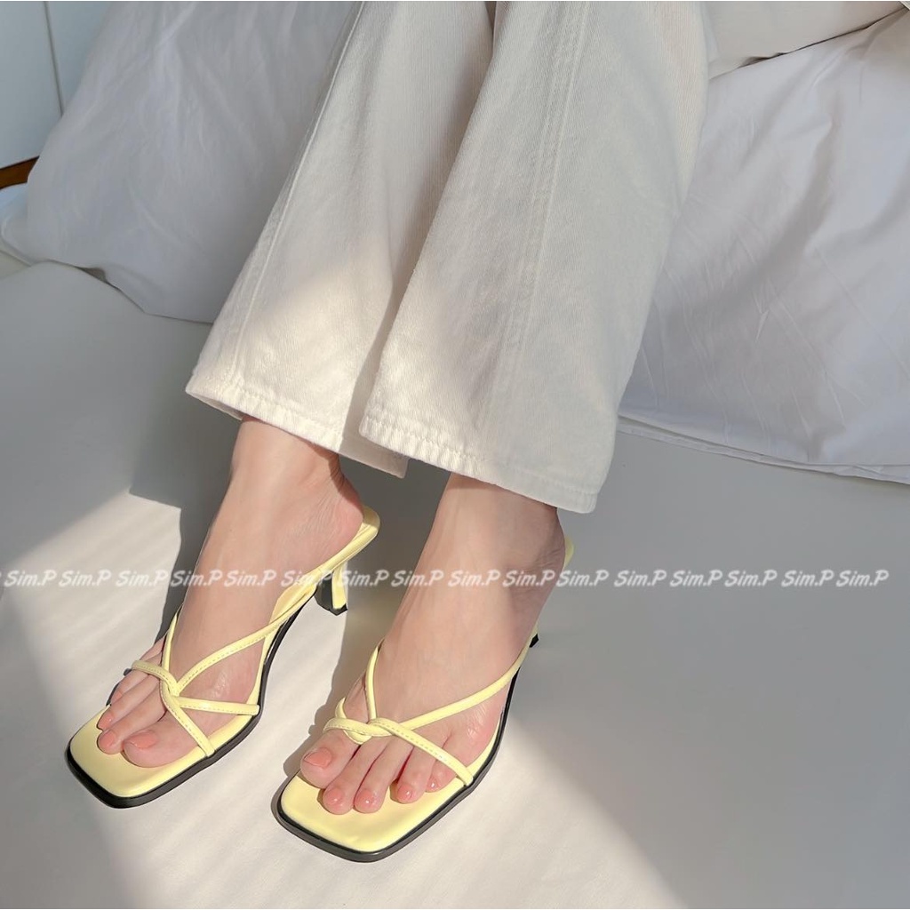 Cao gót nữ SimP xỏ ngón dây chéo mảnh cao 5cm - Xola