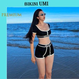 Bikini 2 mảnh màu đen in chữ bikiniumi