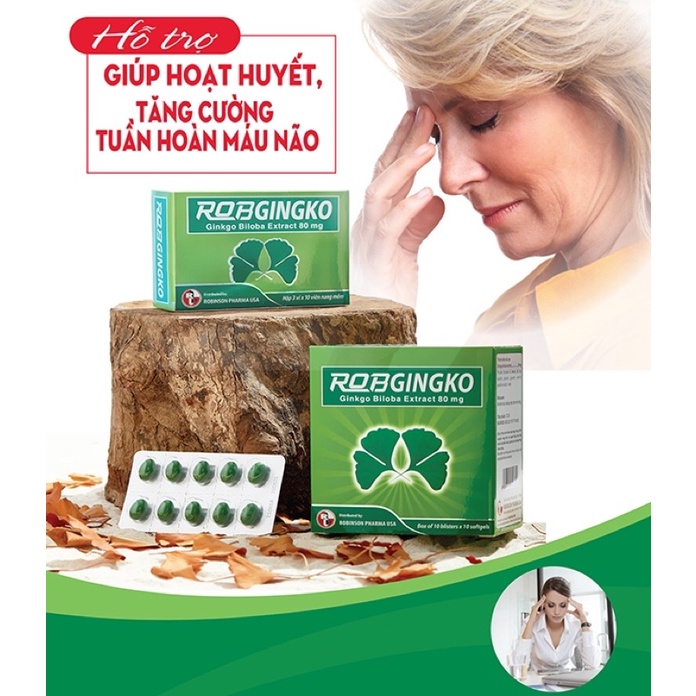 Hoạt Huyết ROGINGKO Robinson Pharma USA Hộp 100v