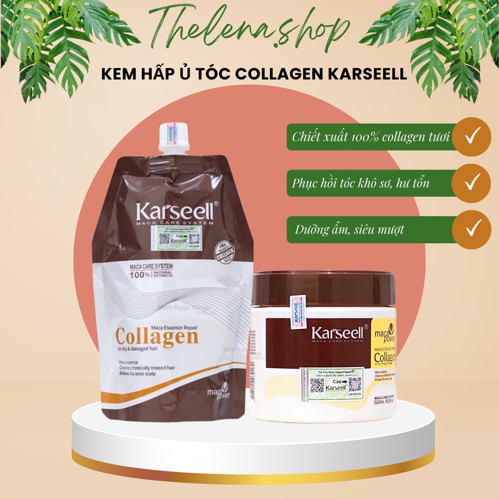 Kem Ủ Tóc Collagen Karseell 500ml Phục Hồi Tóc Tái Sinh Mầm Tóc Siêu Mềm Mượt Hương Nước Hoa Chính Hãng Thelenashop