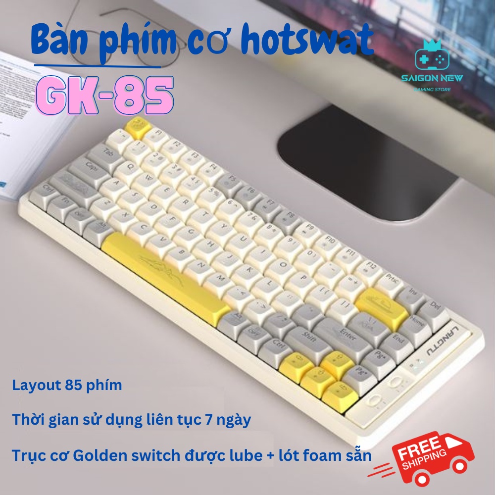 Bàn phím cơ không dây LANGTU GK85 - Có HOTSWAT GoldenSwitch - Hỗ trợ 3 chế độ kết nối - Pin Dùng liên tục 10 ngày | BigBuy360 - bigbuy360.vn