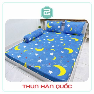 Bộ Ga Giường Thun Lạnh Hàn Quốc 4 Món ( 1 ga bọc + 2 vỏ gối nằm + 1 vỏ gối ôm )