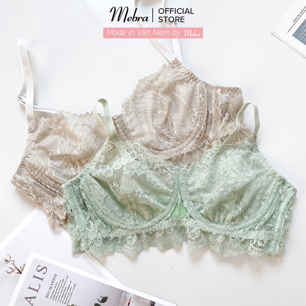 [ New collection ] Áo Lót Ren LAYLA Có Gọng Không Mút Lót Lưới Màu Ghi Sáng Trẻ Trung Tươi Mới Mùa Hè Mebra A074