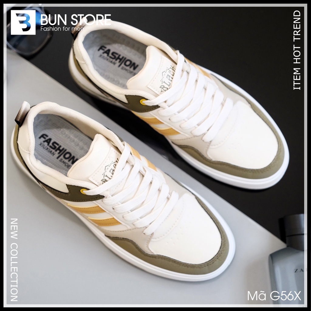 Giày thể thao nam Sneaker Bun Store - Mã G56X màu xanh sọc vàng