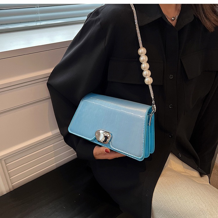Mischa Túi Xách Da PU Màu Trơn Đính Ngọc Trai Thời Trang Cao Cấp Cho Nữ