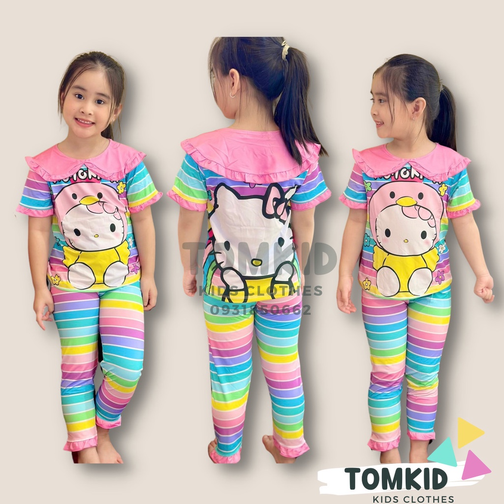 Đồ bộ cho bé gái đồ dài cho bé gái thun lạnh cổ bèo chính phẩm loại 1 co giãn không nhão vải 10-40kg Tomkids