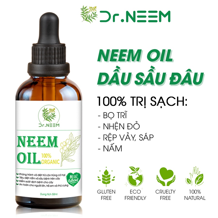 Dầu neem diệt bọ trĩ nhện đỏ rệp sâu, rệp sáp, nấm cho hoa hồng, hoa lan,..cây ăn lá, ăn trái. Hàng chính hãng Dr. NEEM