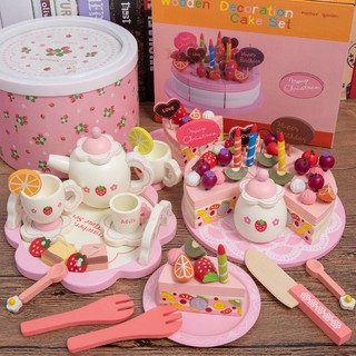 Bộ đồ chơi gỗ tiệc trà, bánh sinh nhật cho bé Mother garden FUDAER quà tặng sinh nhật cao cấp cho bé