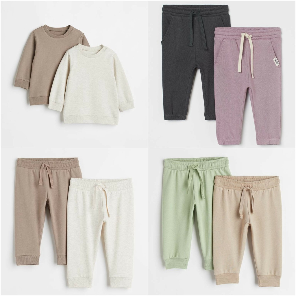 Set 2 quần nỉ da cá jogger beige xanh nâu tím HM H&M _hàng chính hãng Anh