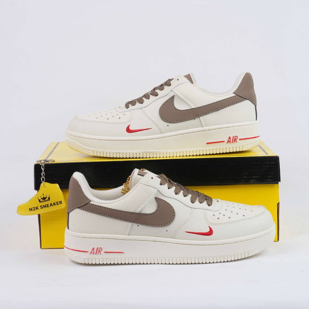 Giày thể thao nam nữ af1 vệt nâu air force 1 nâu trắng siêu cấp full box N2K