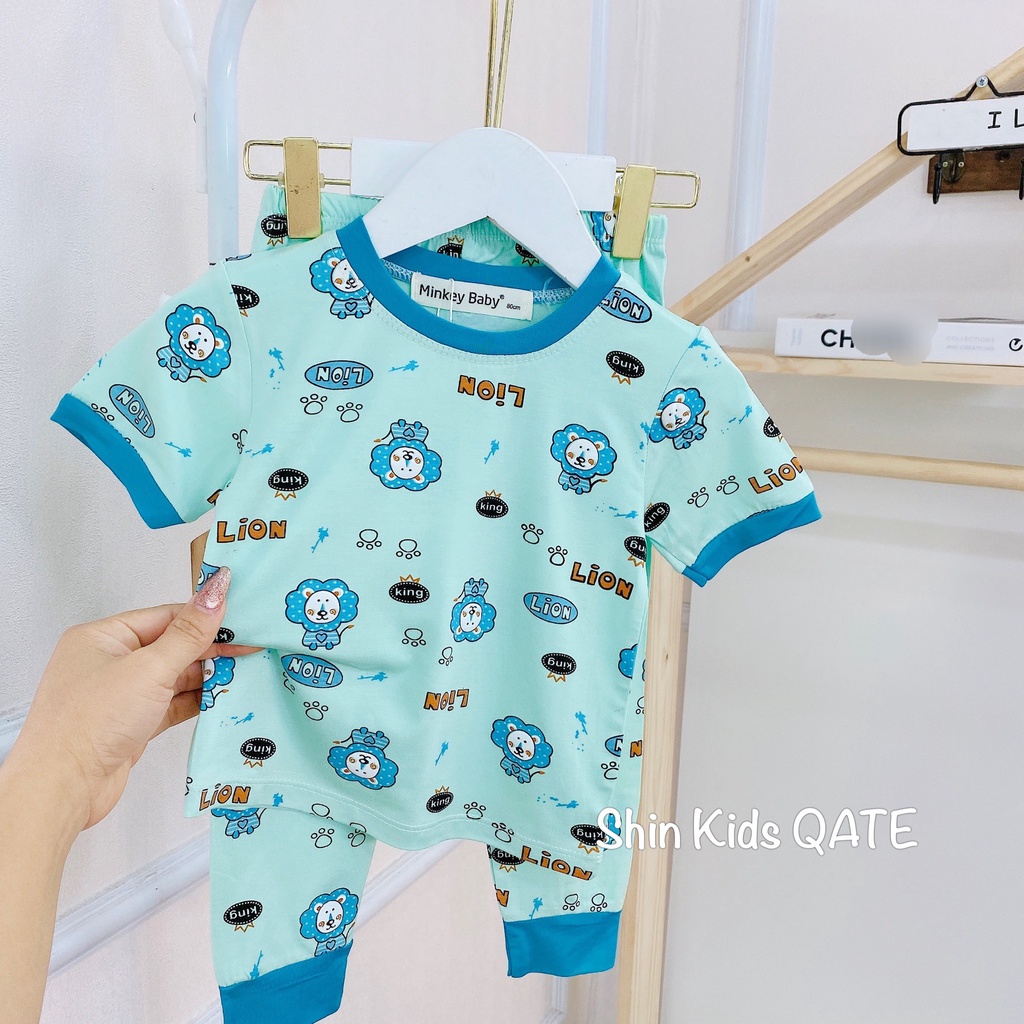 Full Size  Bộ Áo Ngắn Quần Dài Thun Lạnh Minkey BaBy In Hình Đôremon Siêu Xinh Dành Cho Bé.