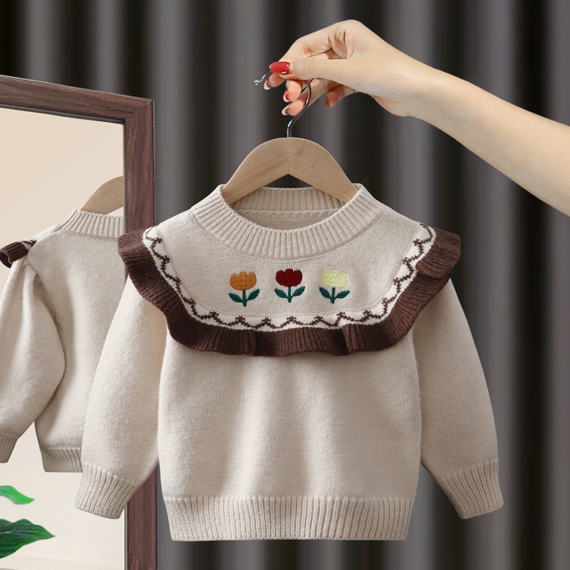 Áo len cho bé thêu hoa 2023