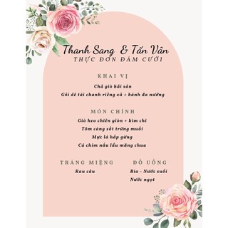 Menu cưới (thiết kế + in màu A5)