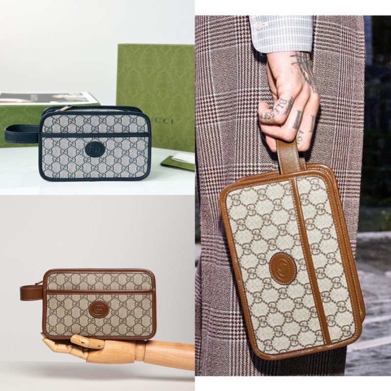 CLUTCH VÍ CẦM TAY GUCCIIII TRAVEL POUCH WITH INTERLOCKING FULL BOX UNISEX NỮ NAM ĐỀU DÙNG ĐƯỢC
