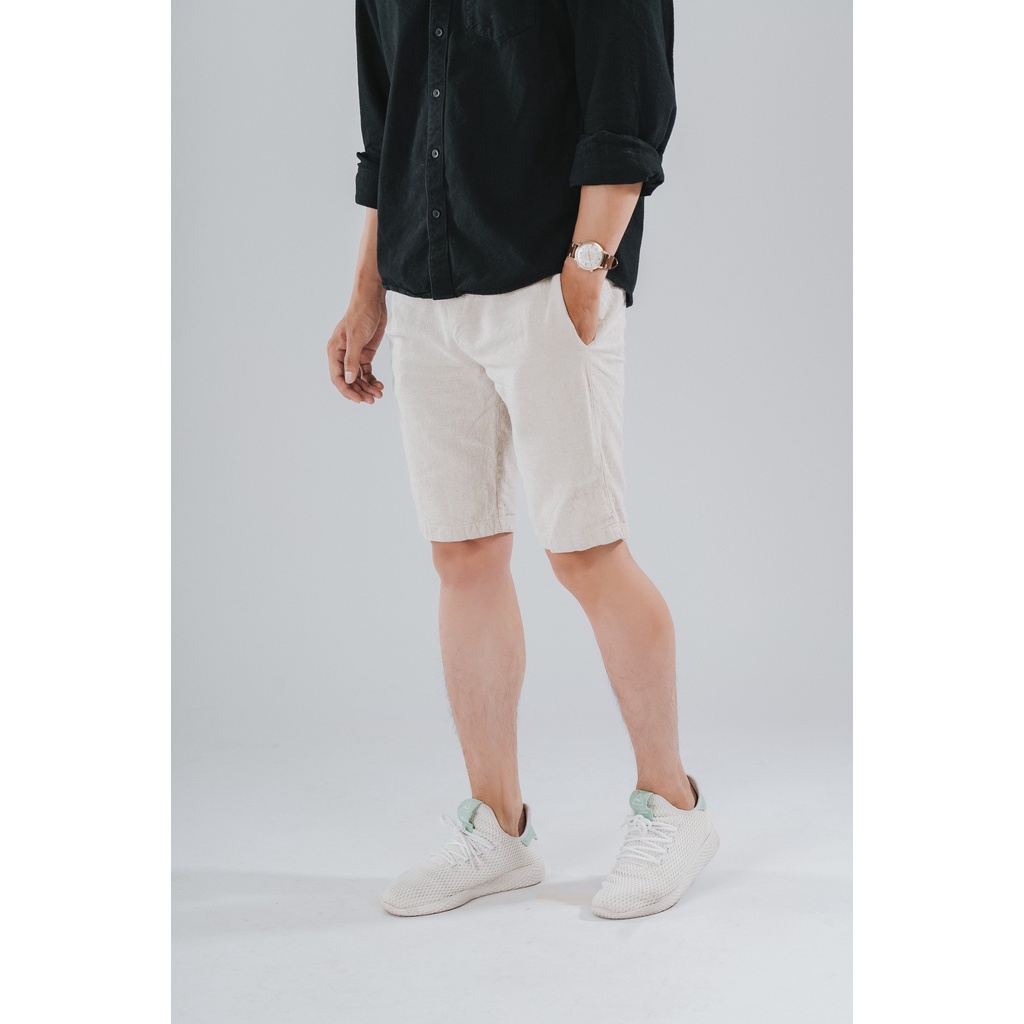 Quần Đùi Nam Đũi Ống Đứng  Lưng Thun Dây Rút  Chất Liệu Linen Mặc Thoáng Mát, Thoải Mái, Màu Trắng, Xám, Kem