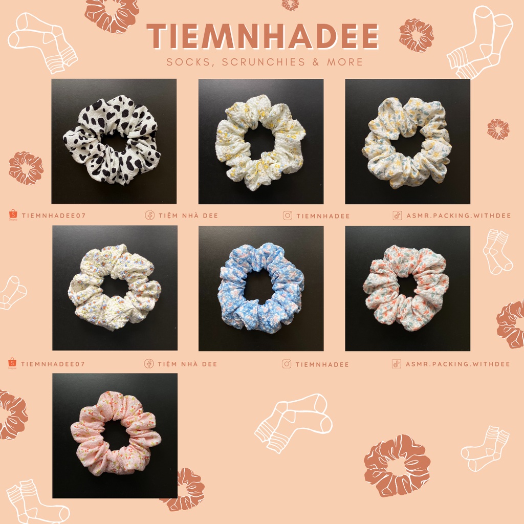 SCRUNCHIES HỌA TIẾT - Màu sắc bắt mắt, hoa vải xốp