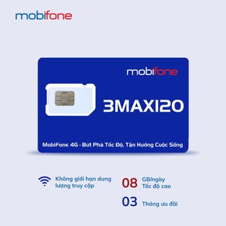 [FREE 1 năm + 2 tháng] Sim 4G MobiFone MAX120 ưu đãi 9GB/ngày data tốc độ cao