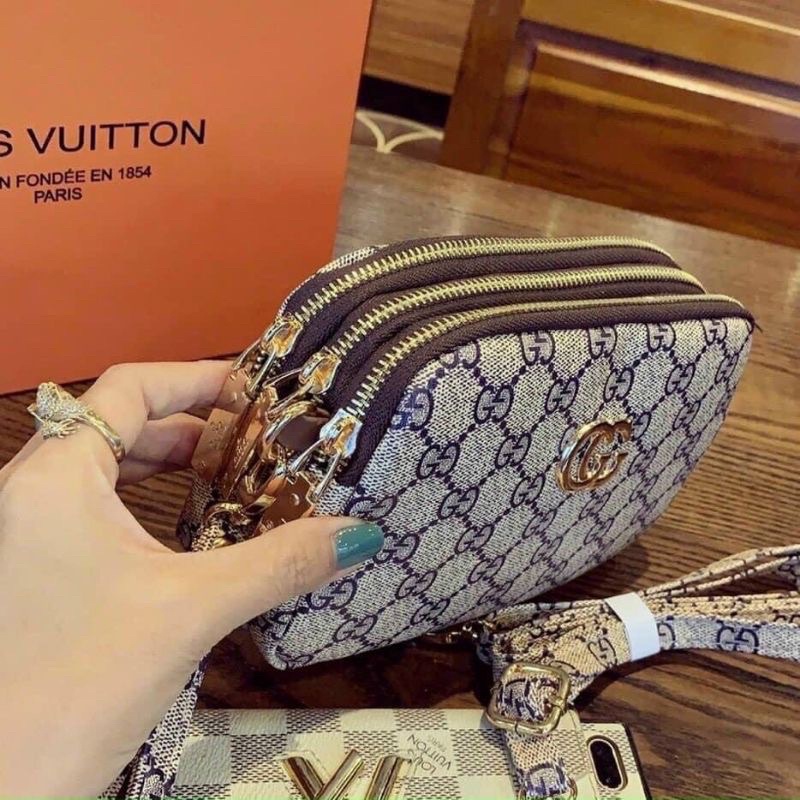 Túi ví nữ 3 ngăn có dây đeo chéo hot hit