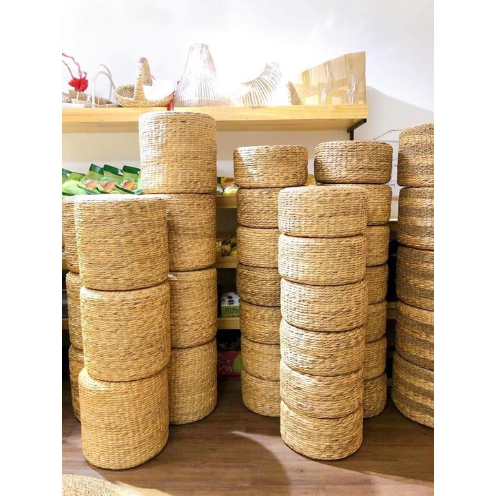 Đôn lục bình, ghế tròn bệt, bàn tròn lục bình hàng thủ công trang trí nhà cửa phong cách vintage