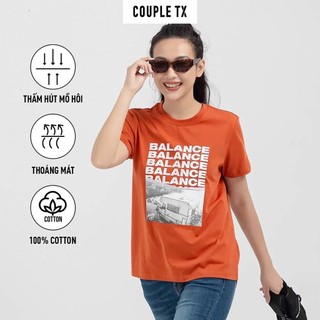 Áo thun nữ couple tx regular fit in graphic balance art wts 2193