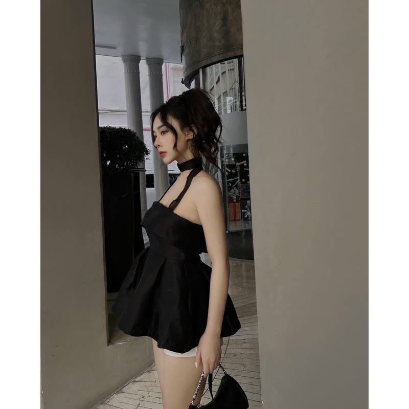 Set Bộ Áo Cúp Xoè Dây Nơ Mềm Kèm Quần Short Tapta