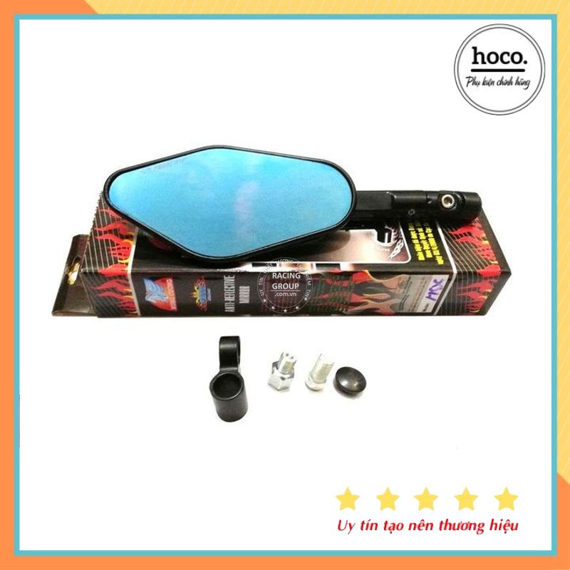 Gương chiếu hậu xe máy f5 hùng cường mặt xanh chống chói