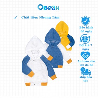 áo khoác trẻ em chất liệu nhung tăm mềm Obeah phối màu Fullsize 59 đến 90