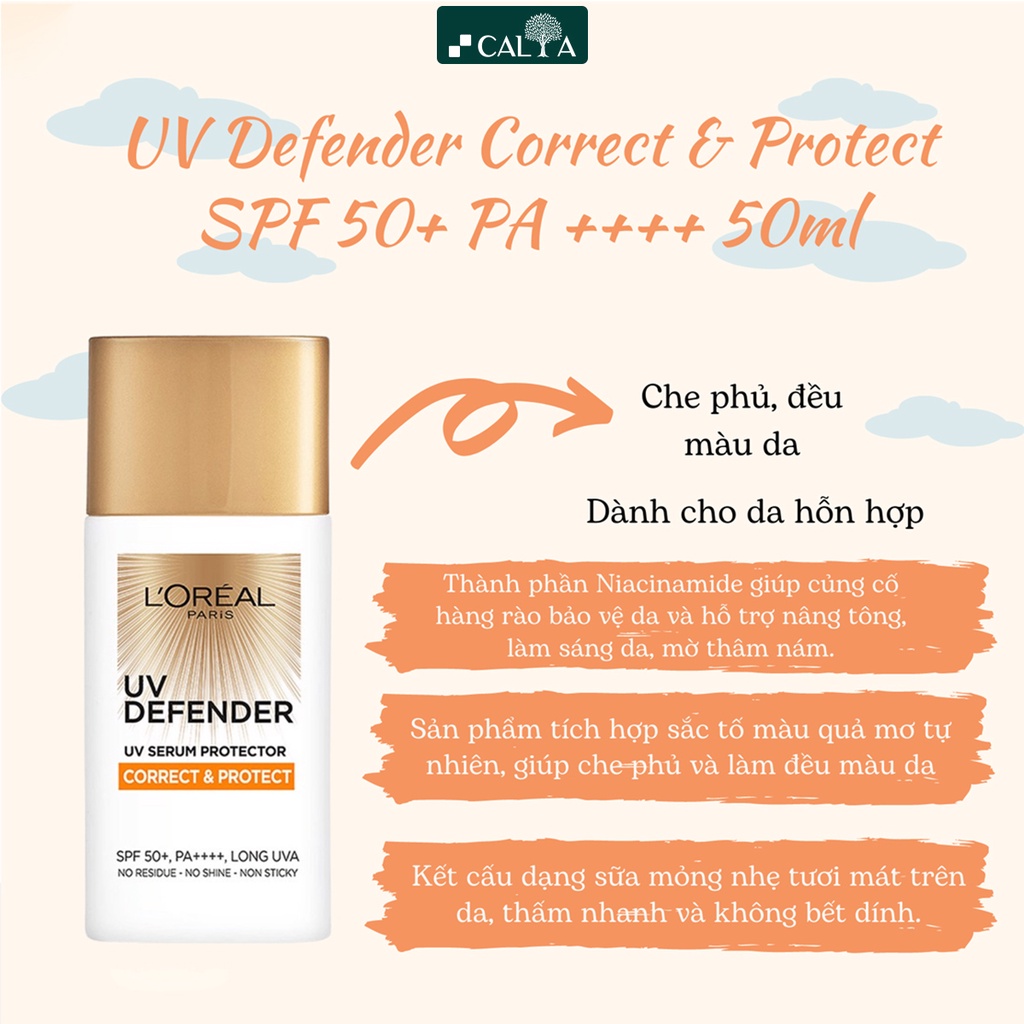 Kem Chống Nắng L'oreal X20 Thoáng Da, Mỏng Nhẹ, Bảo Vệ Tối Ưu - L’oreal Paris Uv Defender Serum SPF 50+ PA ++++ 50ml