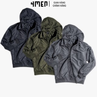 Áo khoác dù nam trơn có nón 4MEN AK019 vải gân chìm đẹp, may 2 lớp dày vừa phải, chống nắng cản gió vượt trội