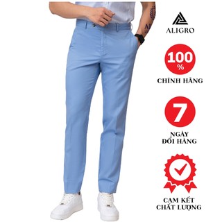 Quần kaki nam aligro màu xanh da trời chất liệu kaki mềm, mịn, không bai xù, co giãn tốt, chuẩn form, algk020