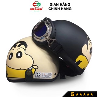 Mũ bảo hiểm 1/2 chính hãng NON CAMRY, họa tiết Shin cá tính kèm kính phi công, kính UV