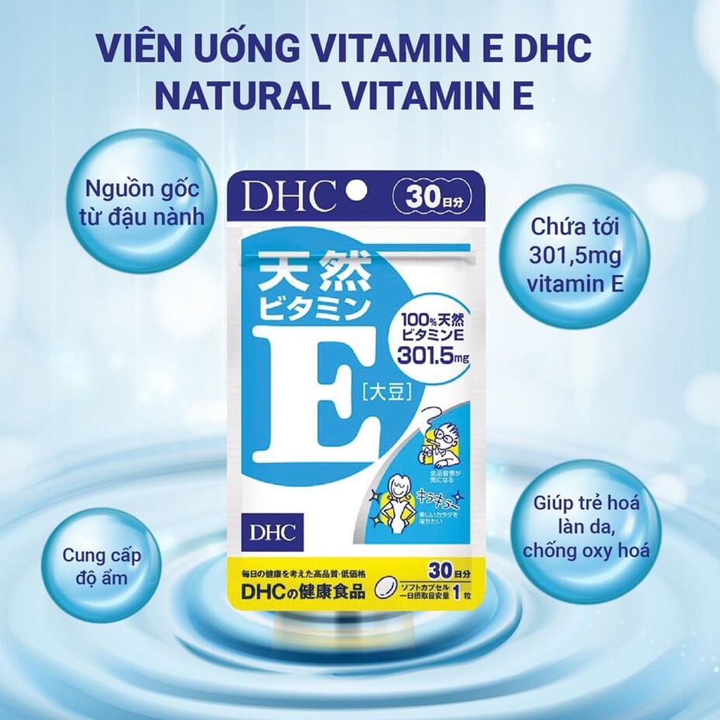 Viên uống DHC Vitamin E Nhật Bản 30 ngày cho làm da khỏe mạnh và ngăn ngừa lão hóa