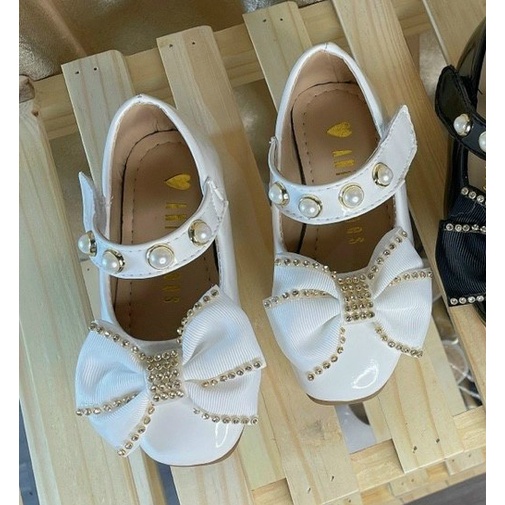 Giày  Nơ Đá Quai Đính Hạt Cho Bé Gái