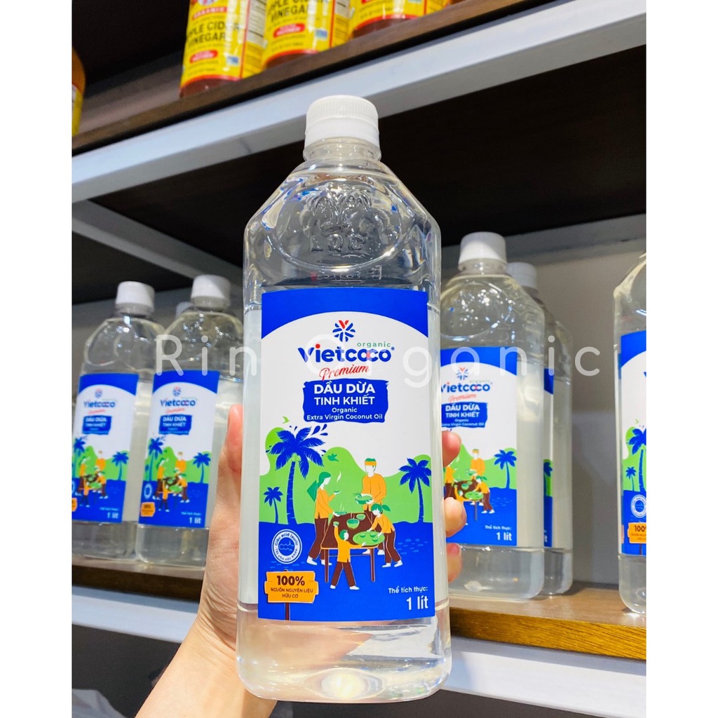 Dầu dừa tinh khiết tươi lạnh hữu cơ 100% nguyên chất ép lạnh Vietcoco organic coconut oil