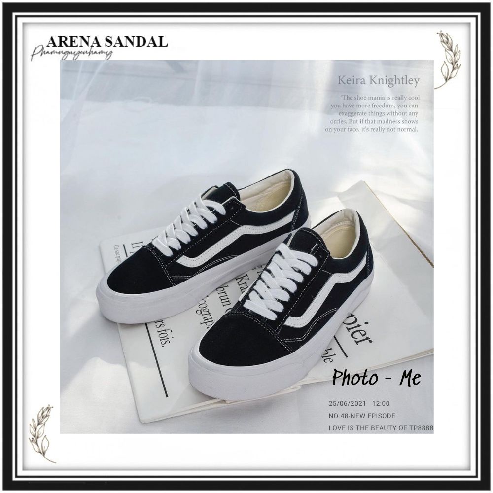 Giày Vans Caro Nam Nữ, Giày Vans Dán Trắng Đen Hàng Cao Cấp Full Box Bill - NICESHOES