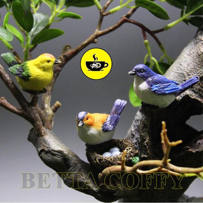 Mô hình chim sẻ và tổ chim cho các bạn trang trí tiểu cảnh, terrarium