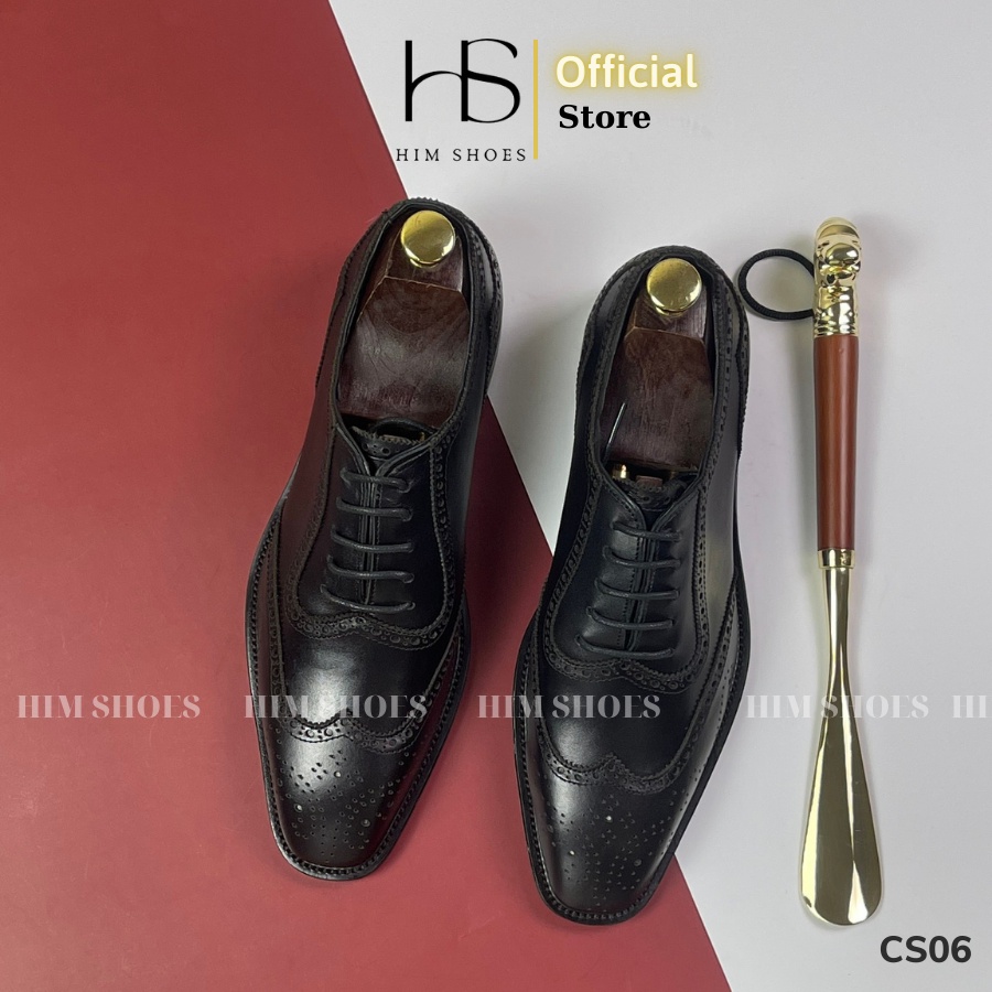 Giày da nam OXFORDS da bò cao cấp HIM Shoes ,đế phíp gỗ sang trọng - Mã CS06